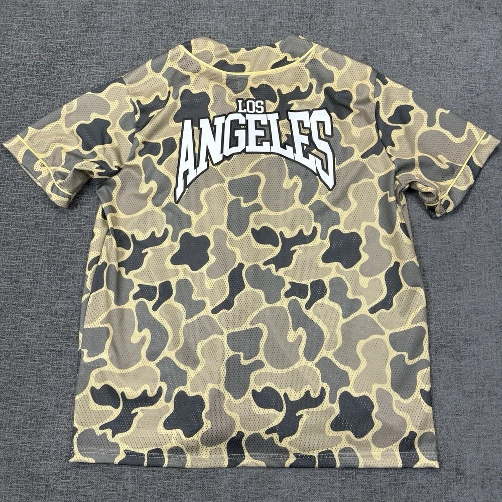 Retrofit LA Dodgers Camo Baseball Jersey Mens‎ XXL Los Angeles Button Streetwear